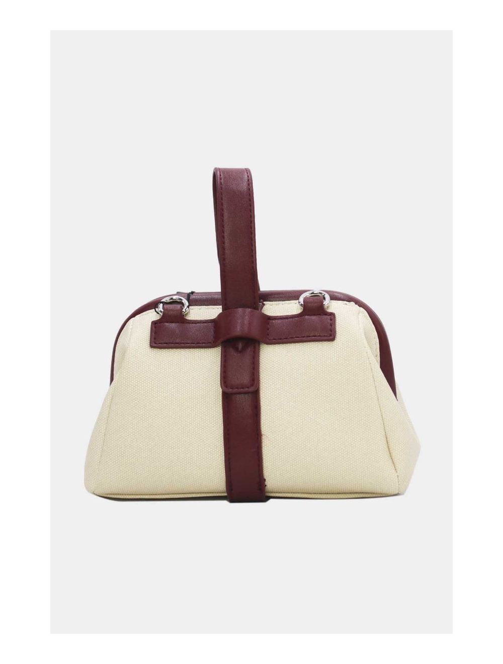 Tom&eva Petit Sac à Main Effet Tissu 24P-6019-Beige/Red