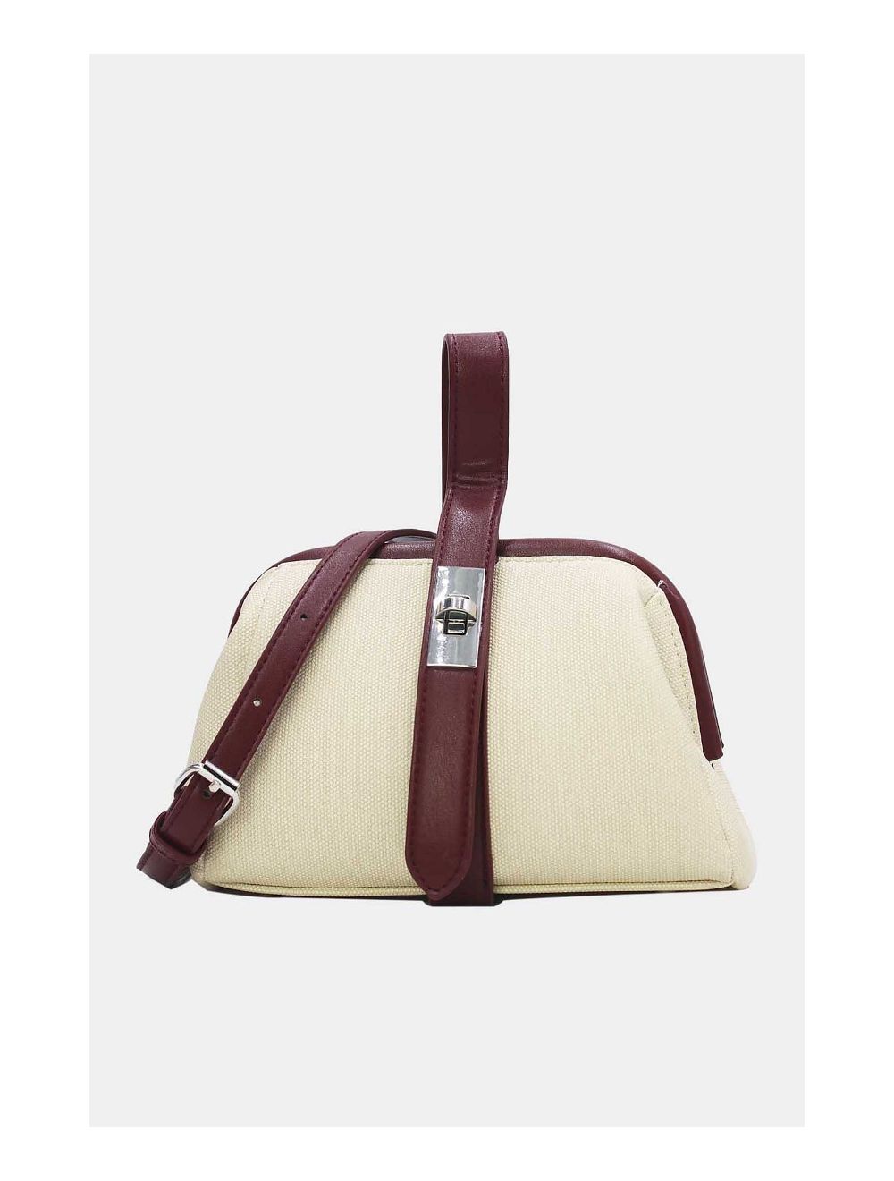 Tom&eva Petit Sac à Main Effet Tissu 24P-6019-Beige/Red
