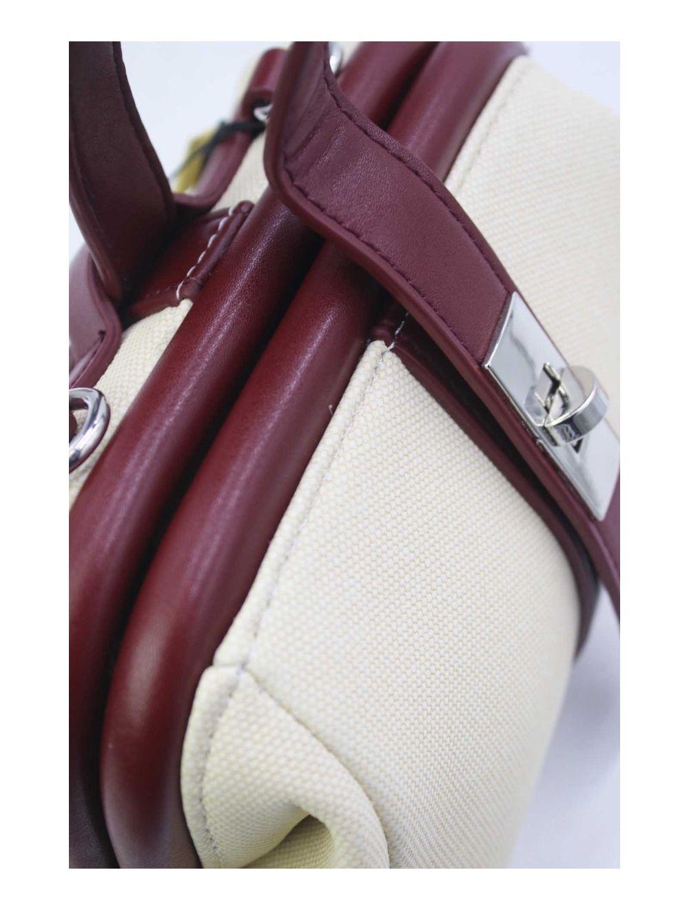 tom&eva Petit Sac à Main Effet Tissu 24P-6019-Beige/Red