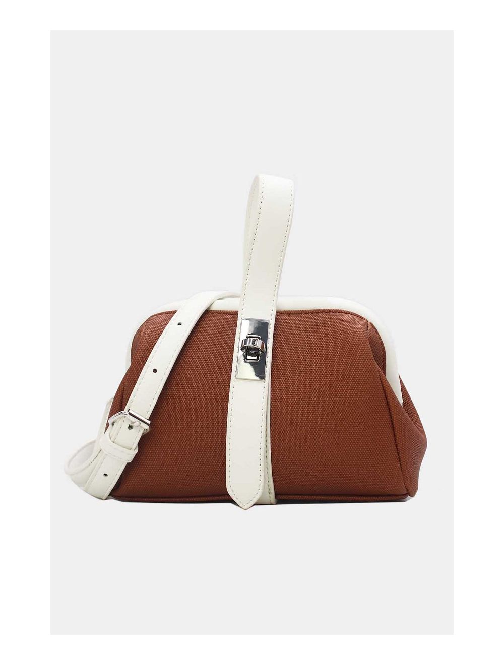 Tom&eva Petit Sac à Main Effet Tissu 24P-6019-Brown/White