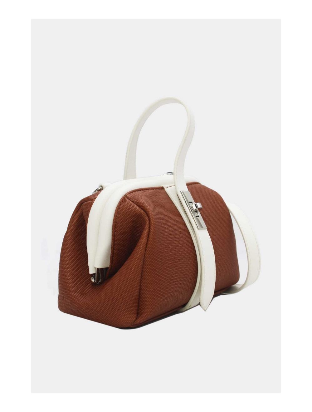 Tom&eva Petit Sac à Main Effet Tissu 24P-6019-Brown/White