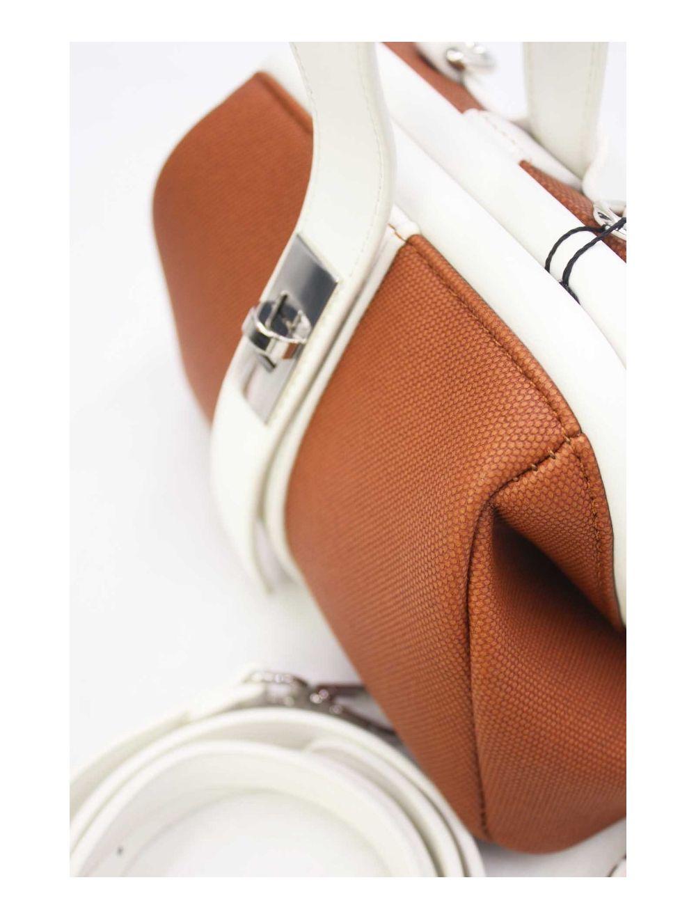 tom&eva Petit Sac à Main Effet Tissu 24P-6019-Brown/White