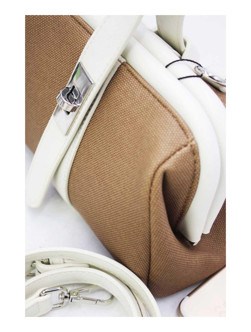 Tom&eva Petit Sac à Main Effet Tissu 24P-6019-Khaki/White