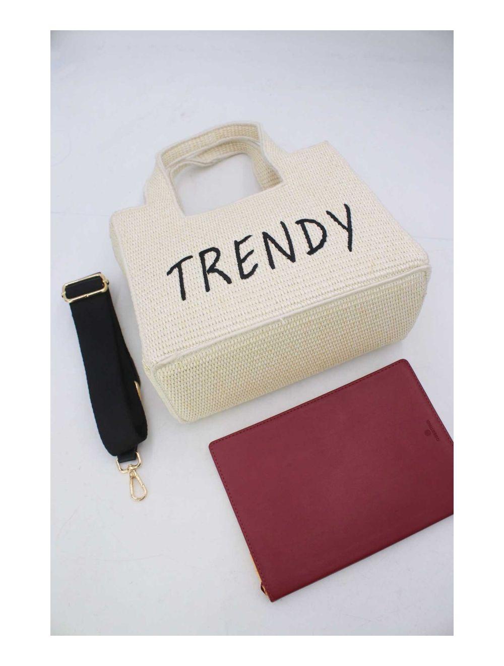 tom&eva Petit Sac à Main En Paille Minimaliste 24P-6082-Beige/BK