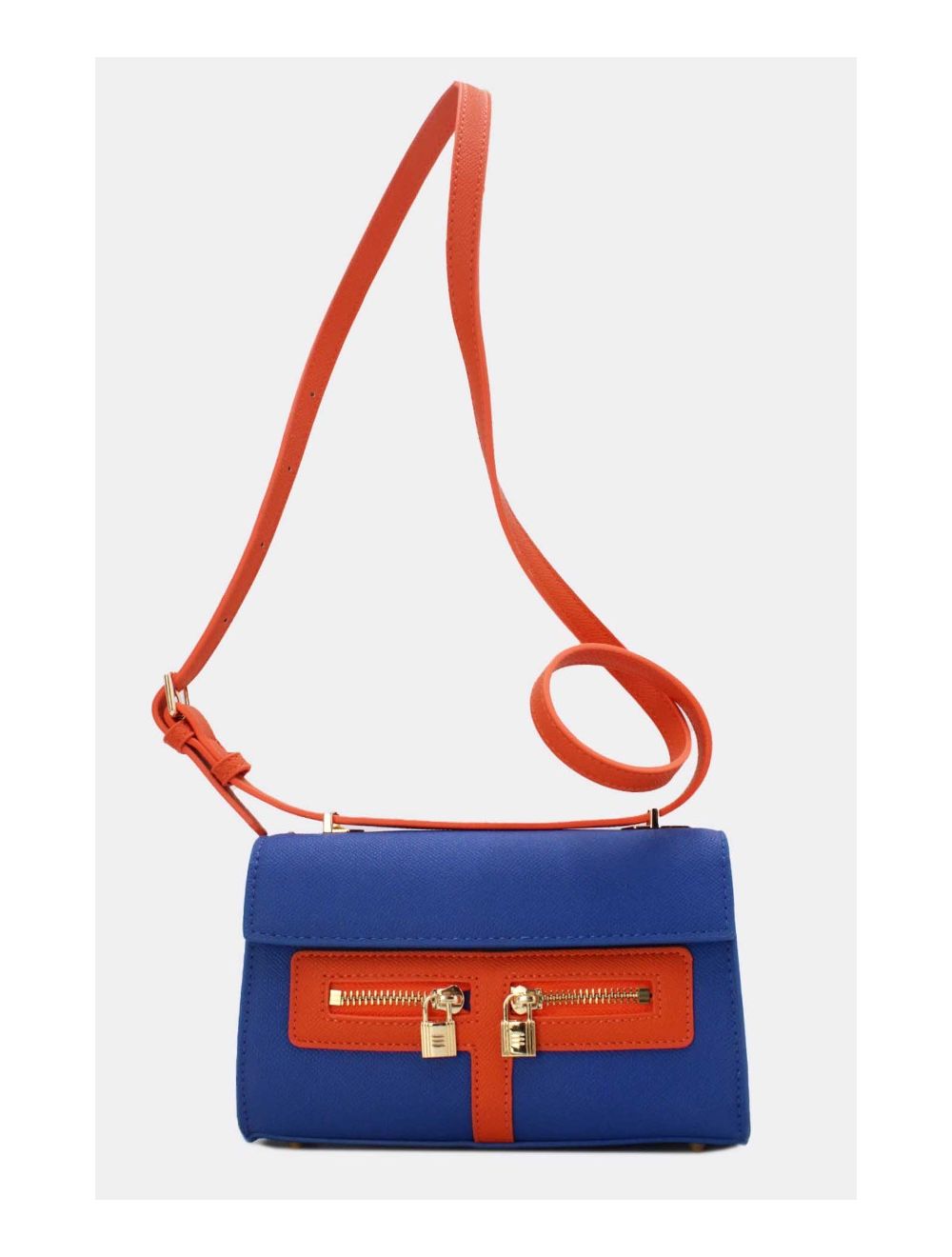 tom&eva Petit Sac à Main Orné Lock 24P-5953-Blue/Orange