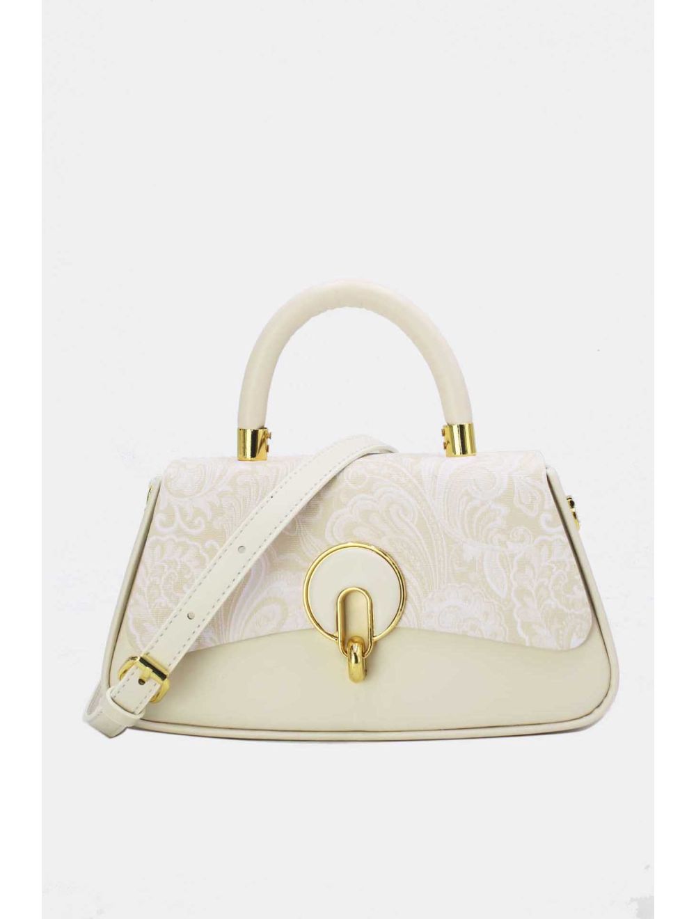 Tom&eva Petit Sac à Main Rigide Effet Broderie 24P-1012-Beige