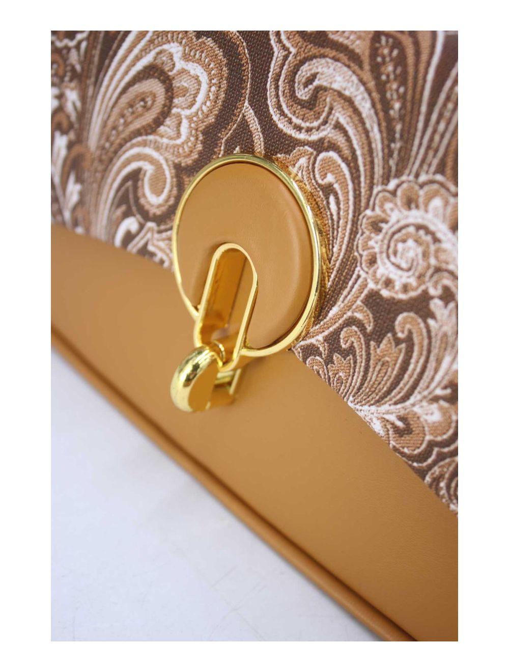 tom&eva Petit Sac à Main Rigide Effet Broderie 24P-1012-Marron