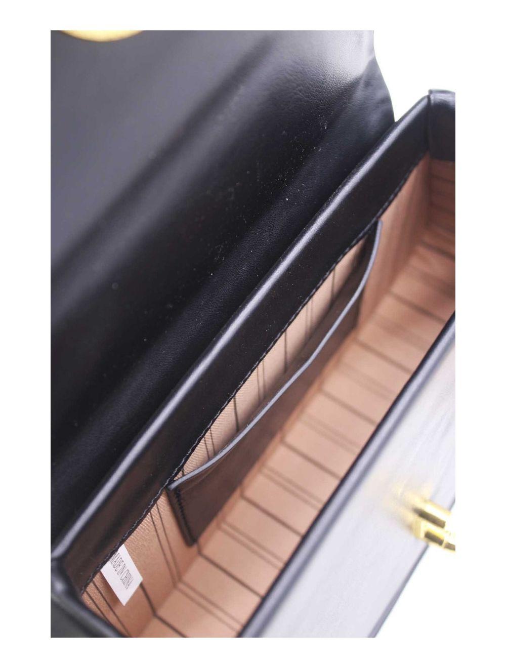 Tom&eva Petit Sac à Main Rigide Effet Broderie 24P-1012-Noir