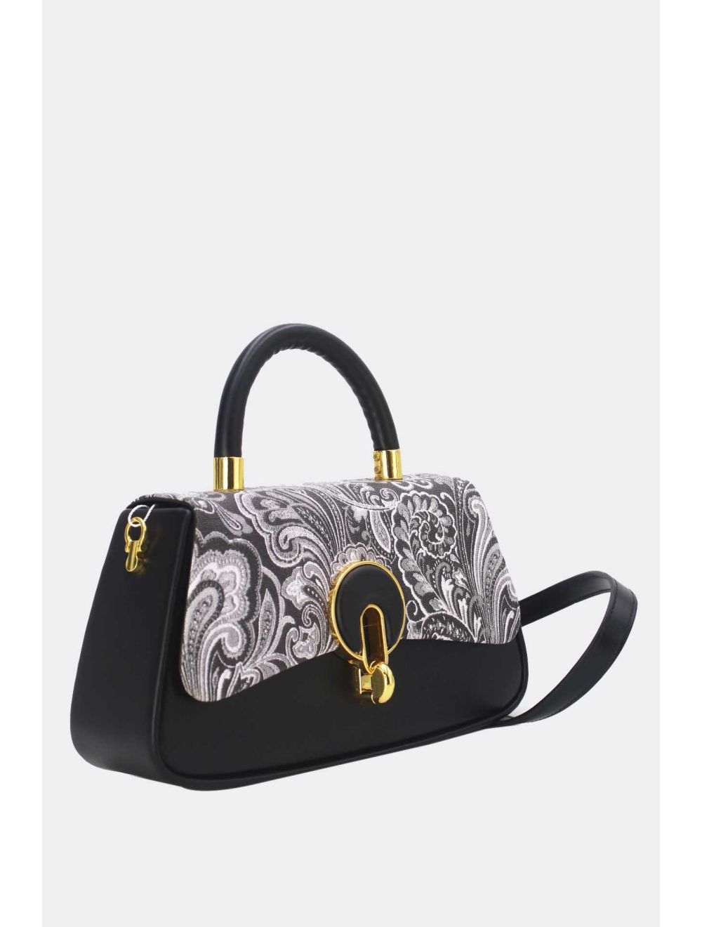 Tom&eva Petit Sac à Main Rigide Effet Broderie 24P-1012-Noir