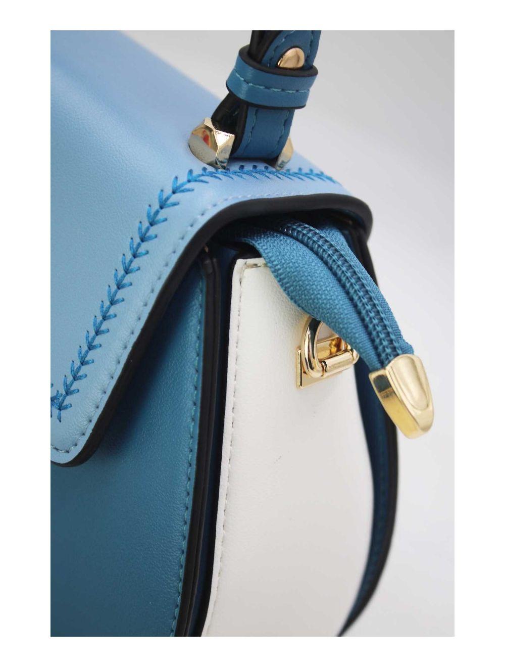 tom&eva Petit Sac à Main Style Vintage 24P-5976-Blue/L.Blue/White