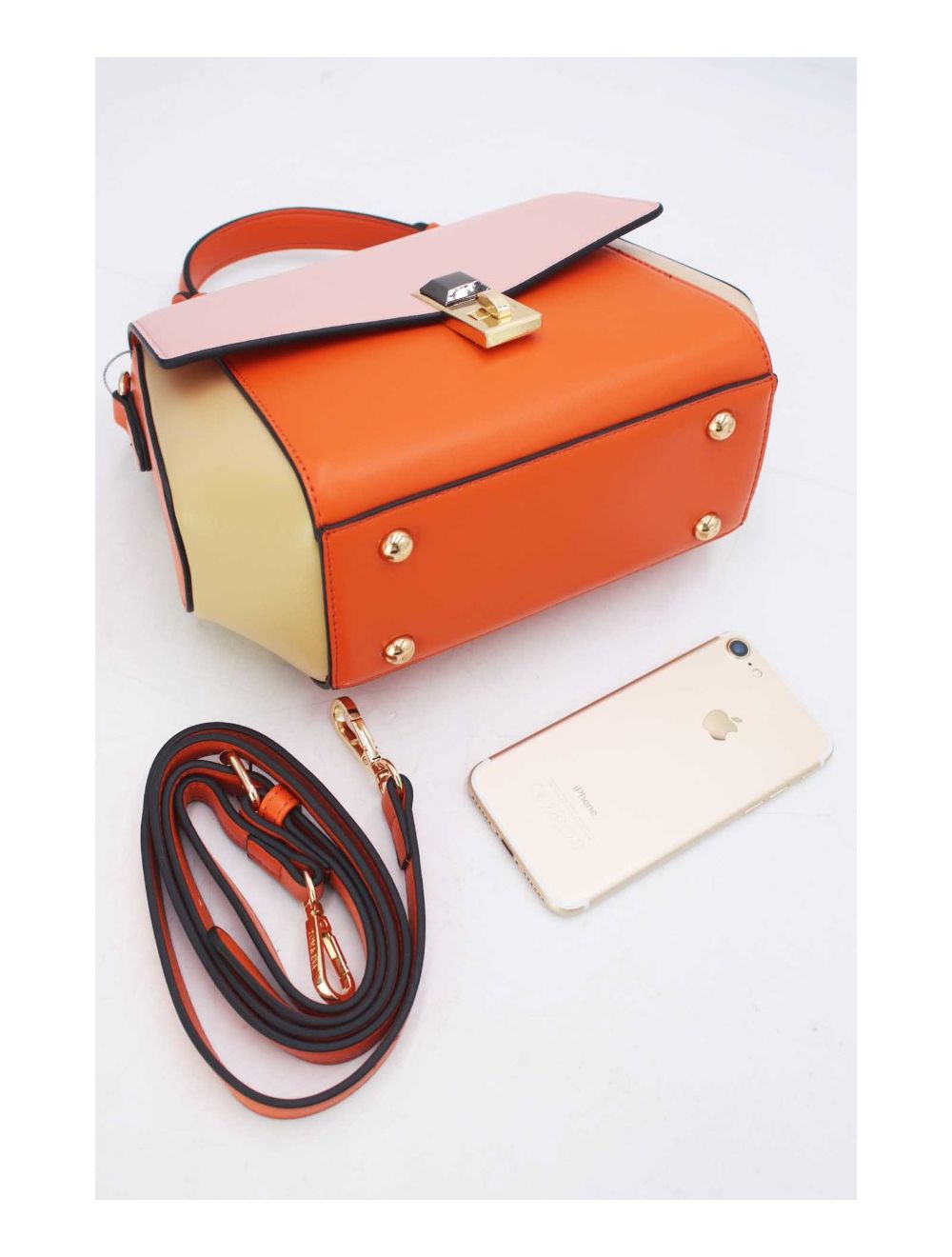 tom&eva Petit Sac à Main Style Vintage 24P-5981-Orange/PK/Yellow