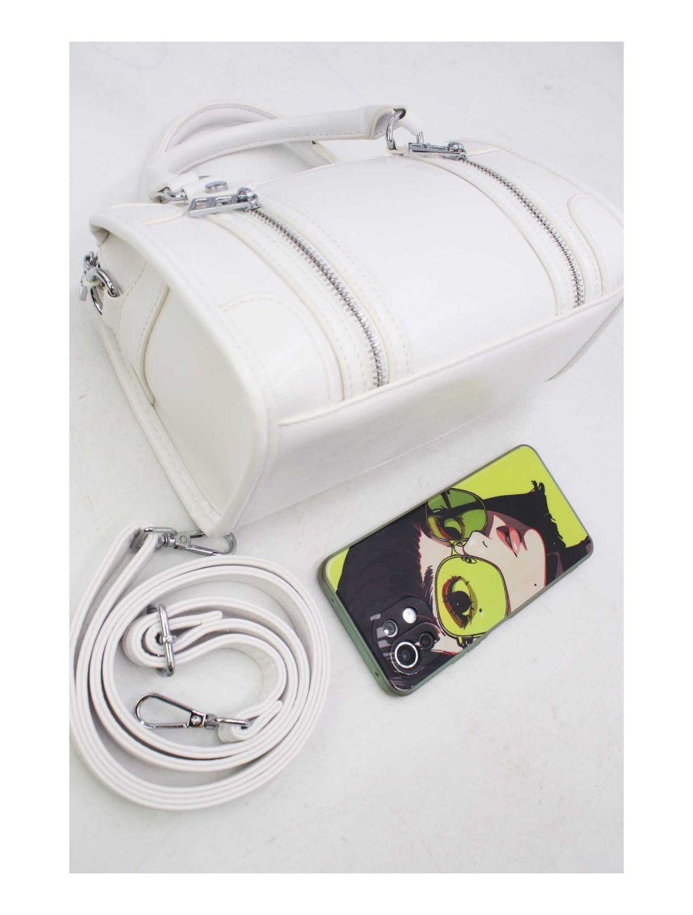 Tom&eva Petit Sac Bowling Femme Zips Décoratifs 24B-5963-Blanc