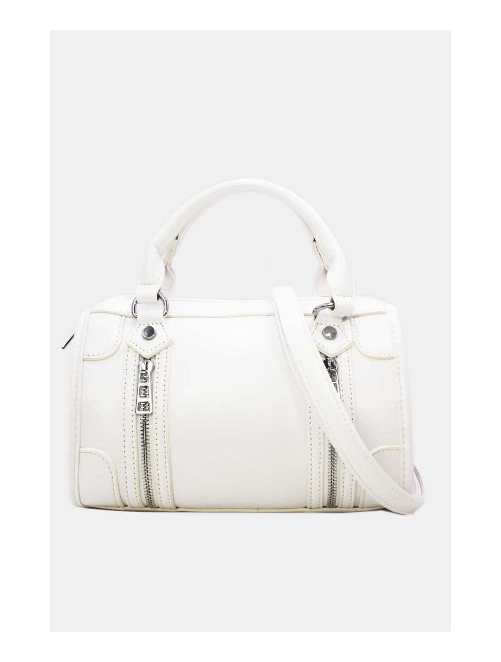 tom&eva Petit Sac Bowling Femme Zips Décoratifs 24B-5963-Blanc