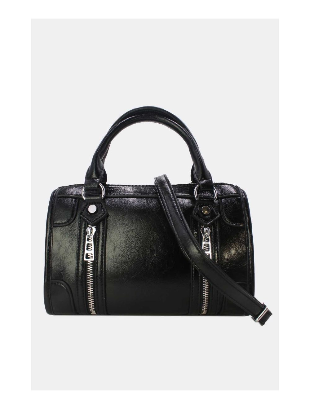 Tom&eva Petit Sac Bowling Femme Zips Décoratifs 24B-5963-Noir