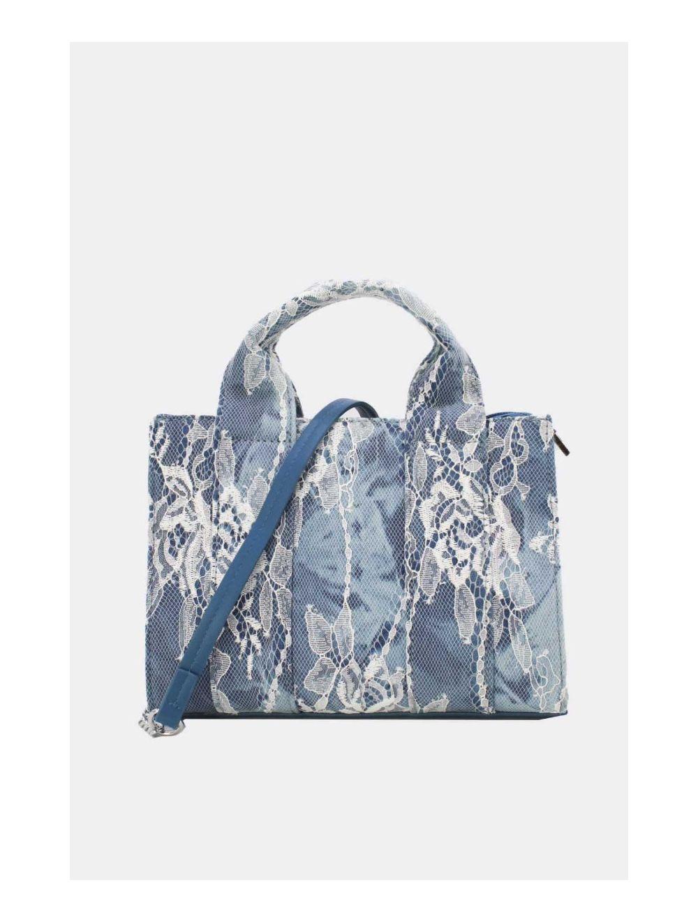 Tom&eva Petit Sac Cabas Jeans En Dentelle 24P-5877-Lace/D.Blue