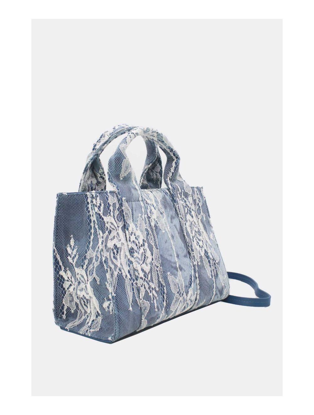 Tom&eva Petit Sac Cabas Jeans En Dentelle 24P-5877-Lace/D.Blue