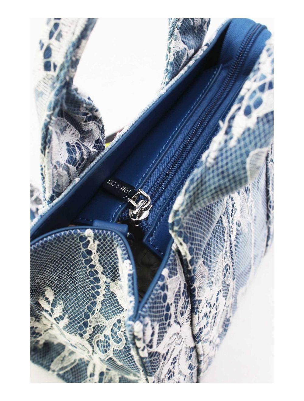 tom&eva Petit Sac Cabas Jeans En Dentelle 24P-5877-Lace/D.Blue