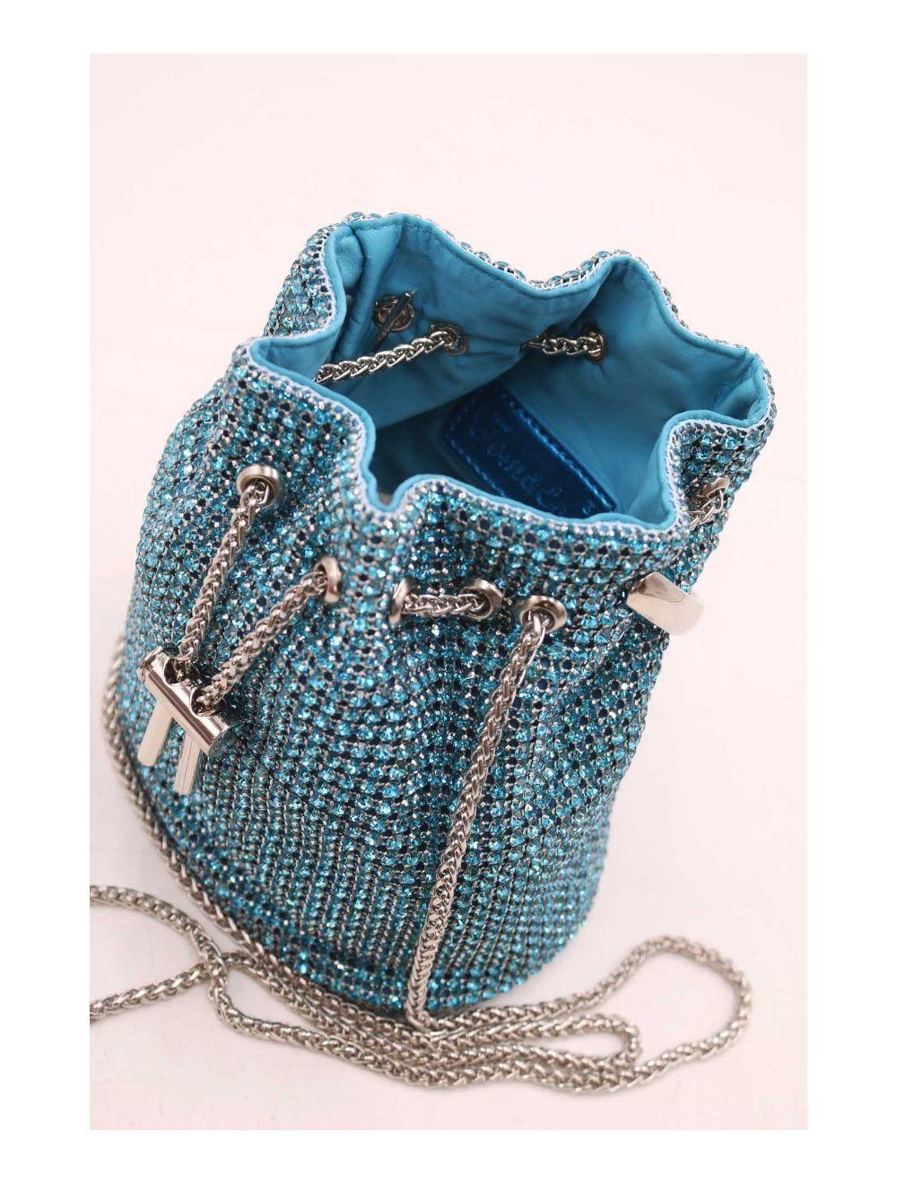 Tom&eva Petit Sac Seau Soirée Avec Strasse -22P-5505-Bleu