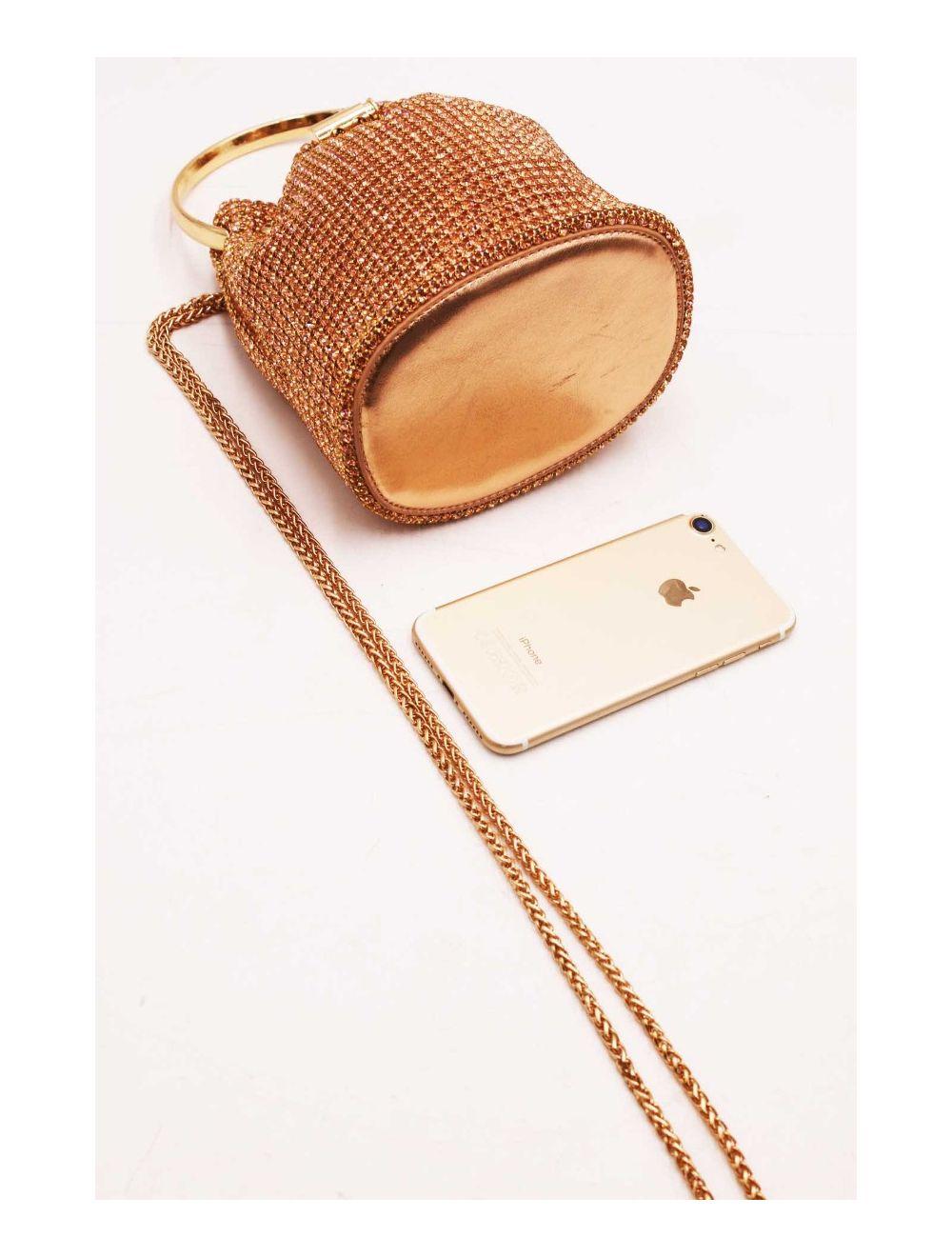 Tom&eva Petit Sac Seau Soirée Avec Strasse -22P-5505-Champagne