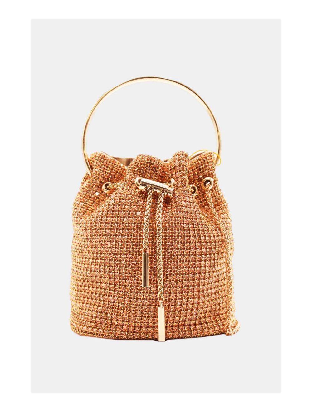 tom&eva Petit Sac Seau Soirée Avec Strasse -22P-5505-Champagne