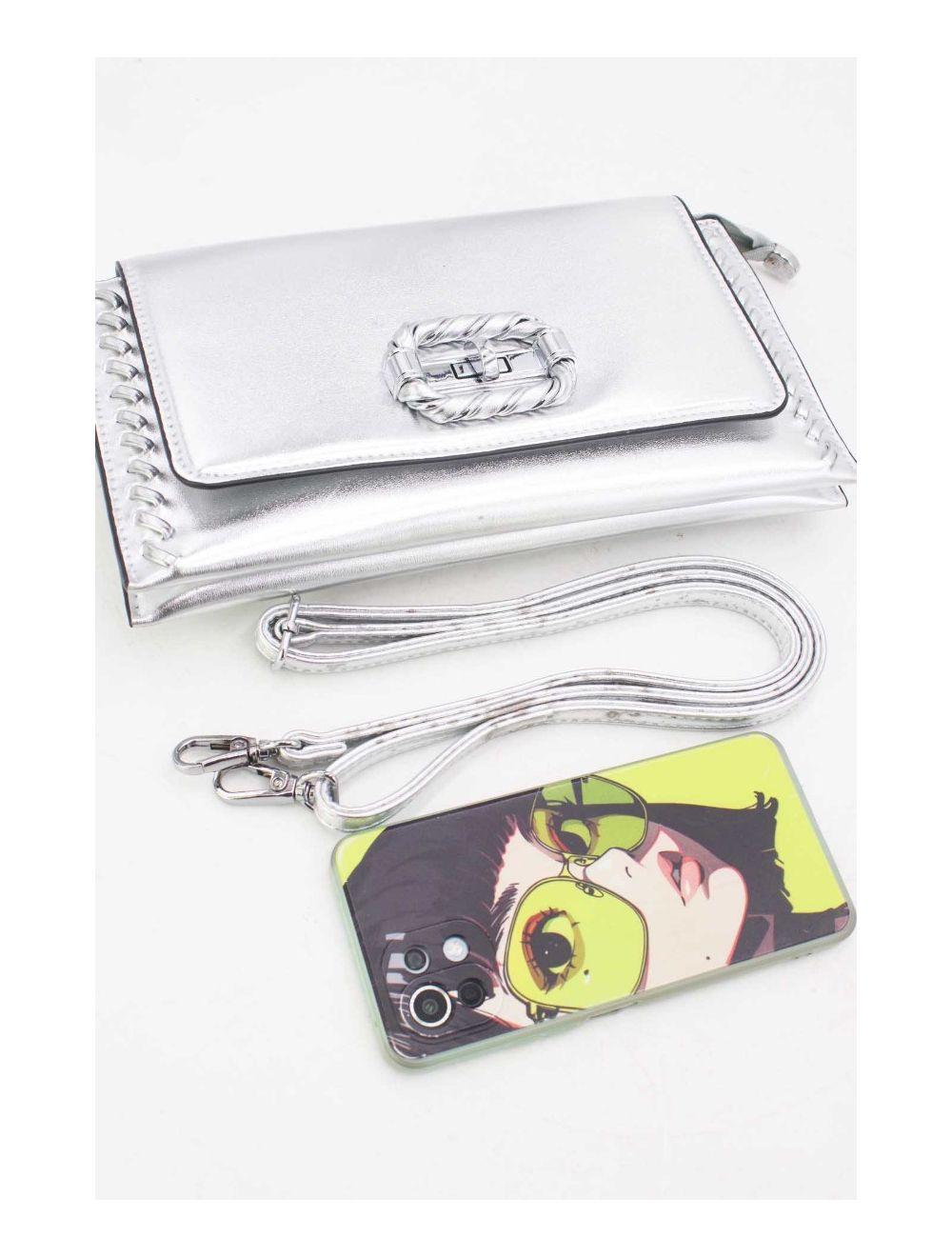 tom&eva Pochette Bandoulière à Boucle Doré 24P-5906-Argenté