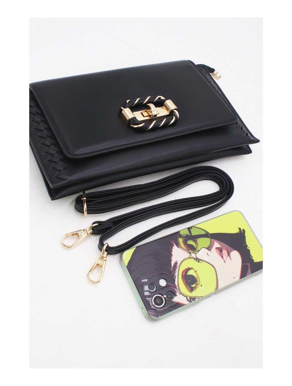 tom&eva Pochette Bandoulière à Boucle Doré 24P-5906-Noir