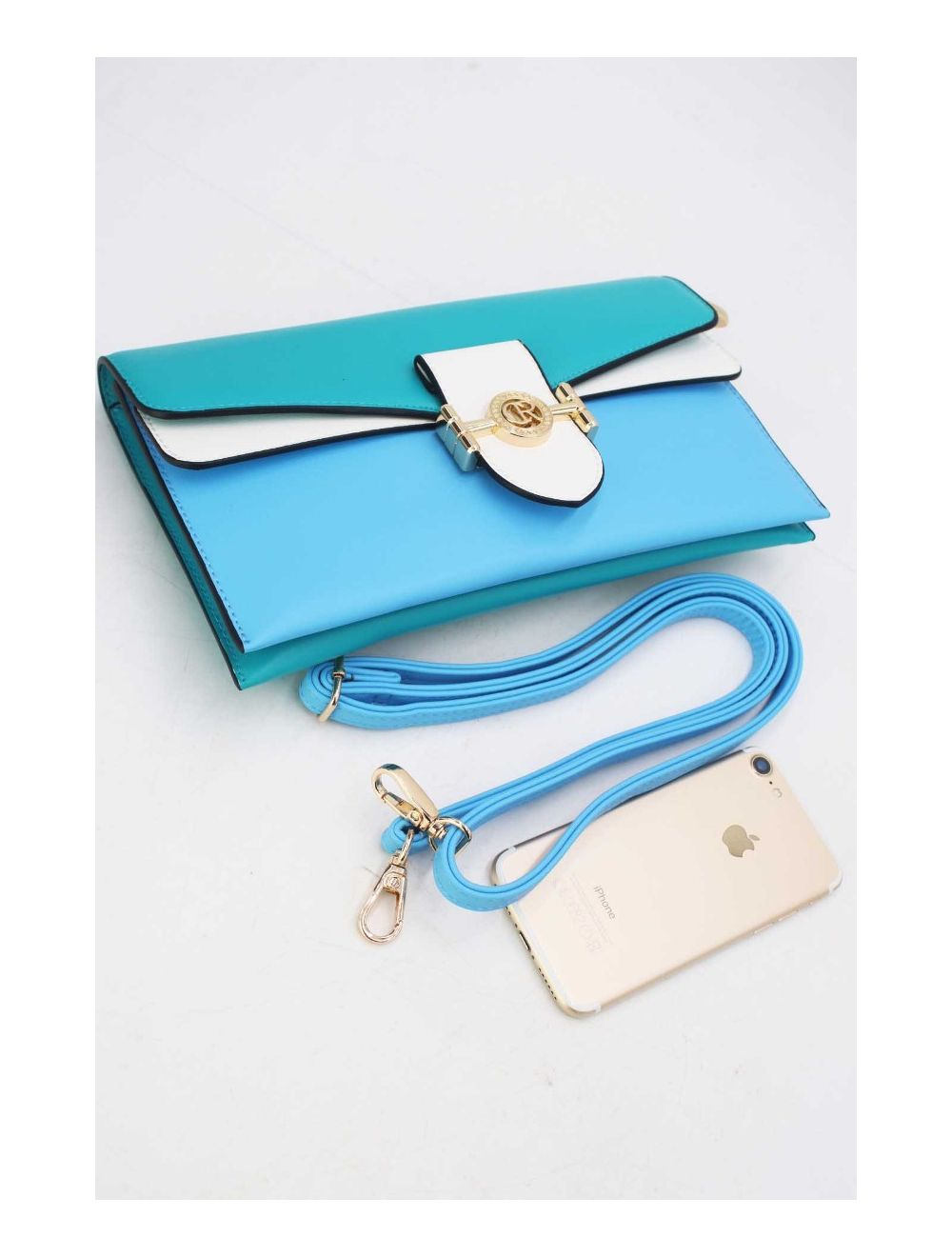 tom&eva Pochette Bandoulière à Rabat Chic 24P-5908-Turquoise/L.Blue