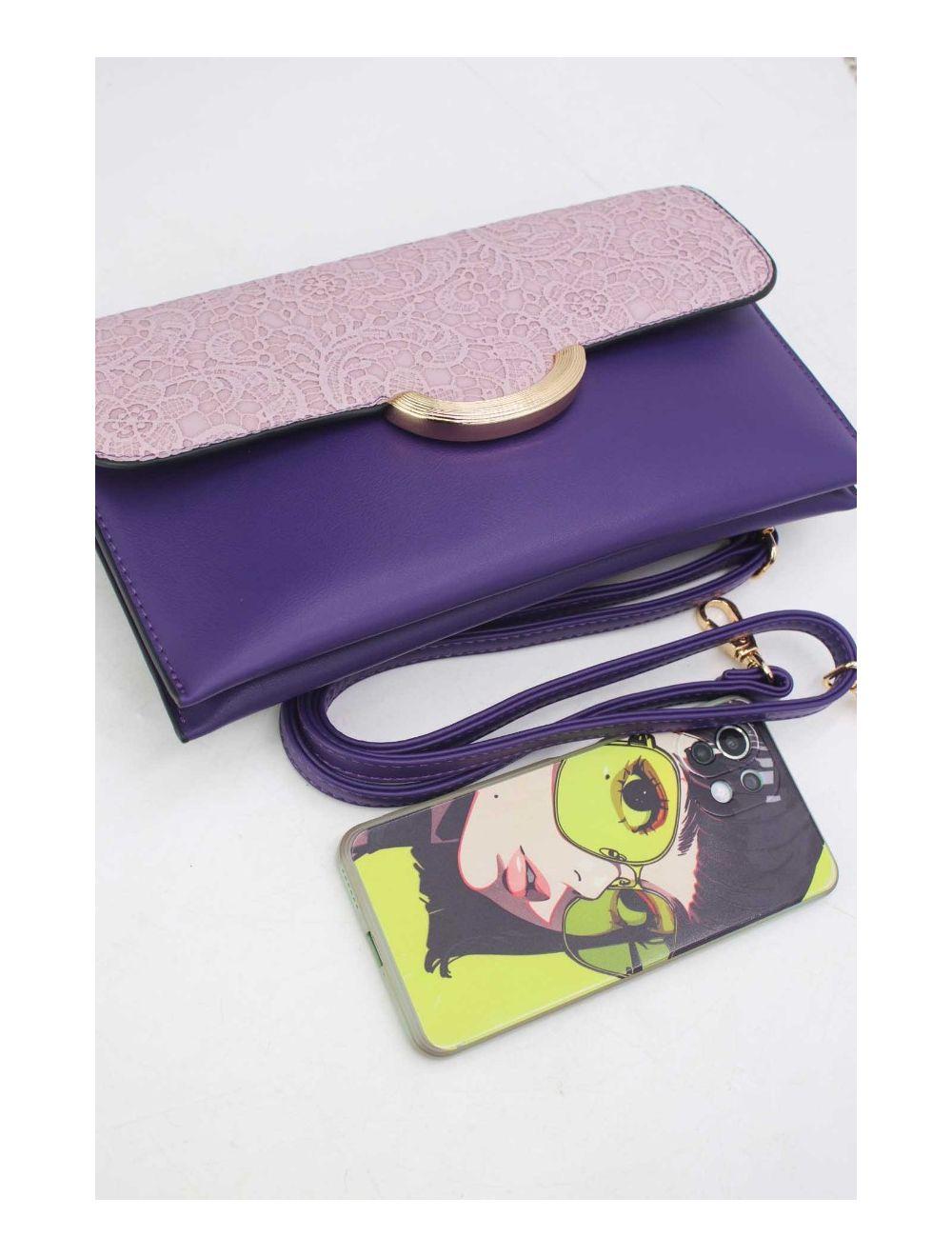 Tom&eva Pochette Bandoulière à Rabat Effet Broderie 24P-6044-Violet