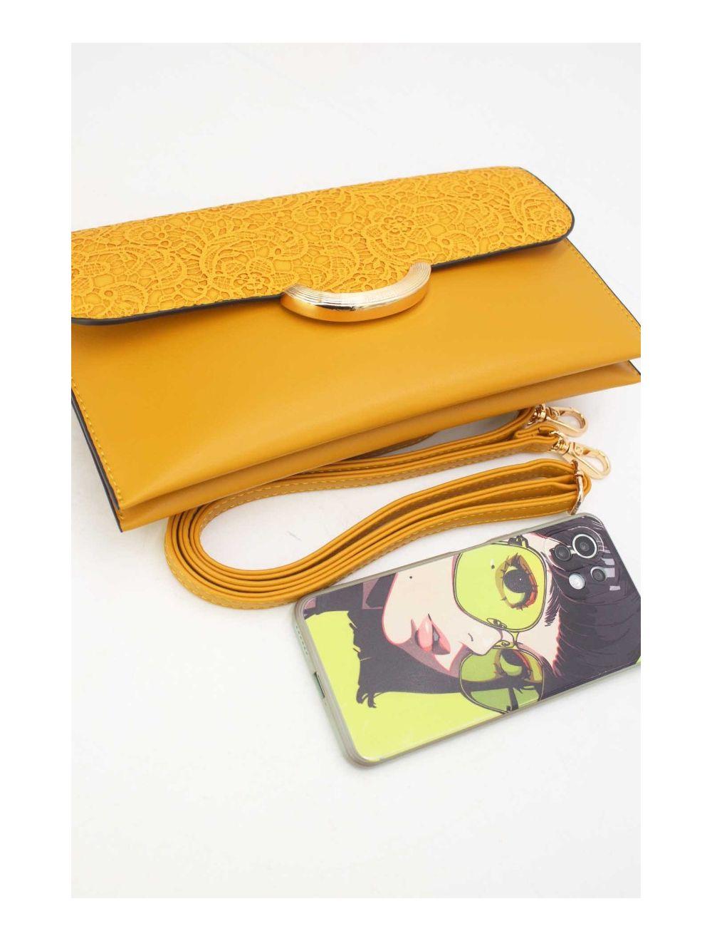 Tom&eva Pochette Bandoulière à Rabat Effet Broderie 24P-6044-Jaune