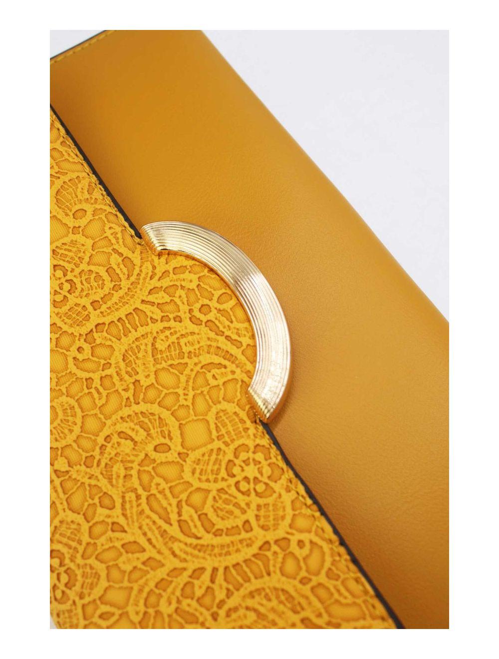 tom&eva Pochette Bandoulière à Rabat Effet Broderie 24P-6044-Jaune