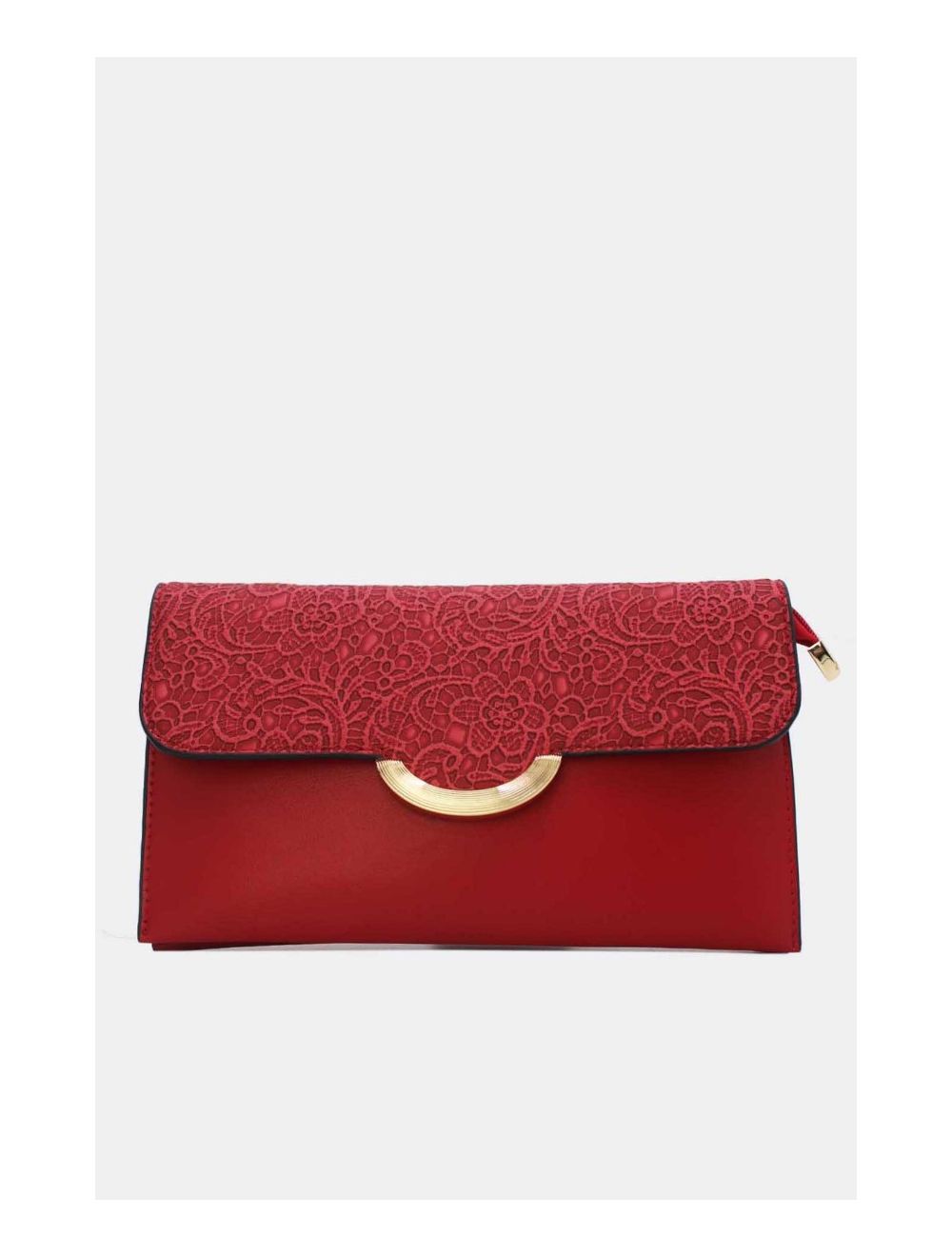 Tom&eva Pochette Bandoulière à Rabat Effet Broderie 24P-6044-Rouge