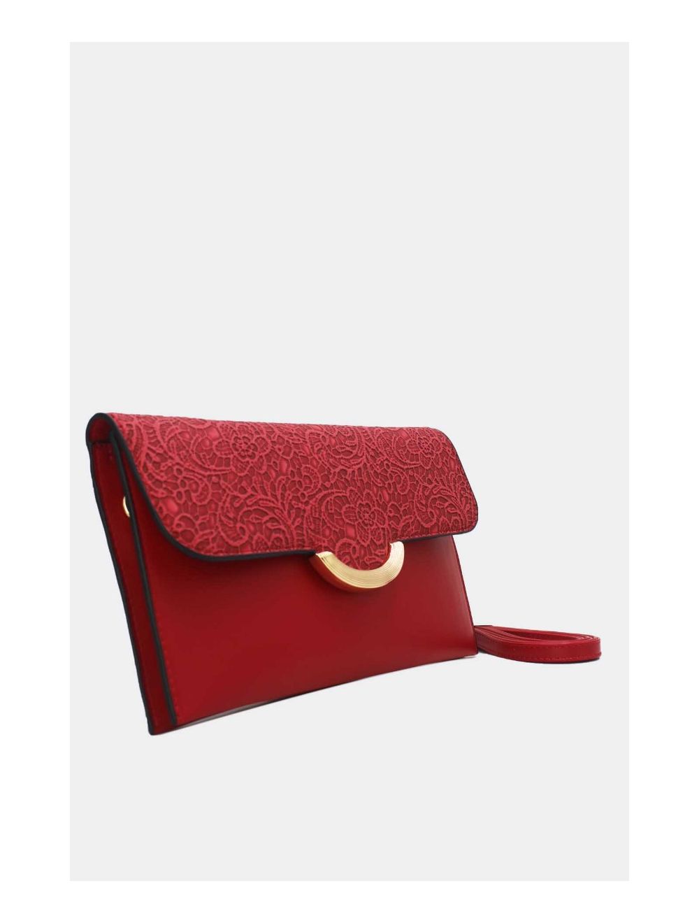 Tom&eva Pochette Bandoulière à Rabat Effet Broderie 24P-6044-Rouge