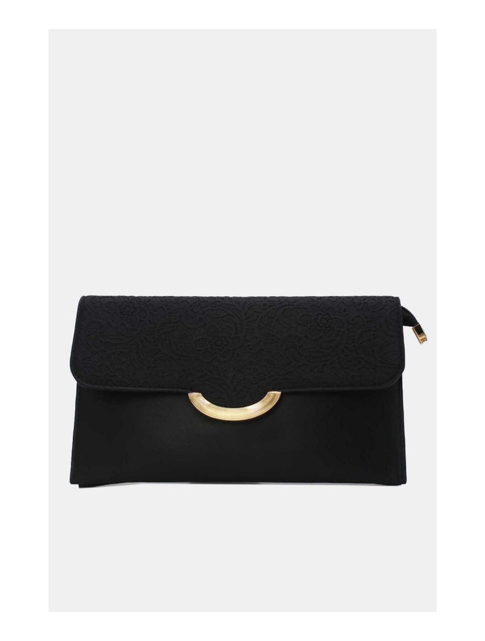 Tom&eva Pochette Bandoulière à Rabat Effet Broderie 24P-6044-Noir