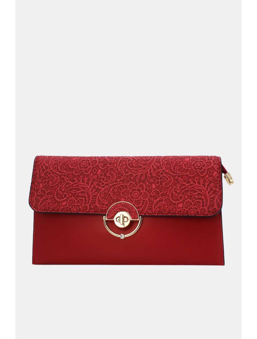Tom&eva Pochette Bandoulière à Rabat Effet Broderie 24P-6043-Rouge