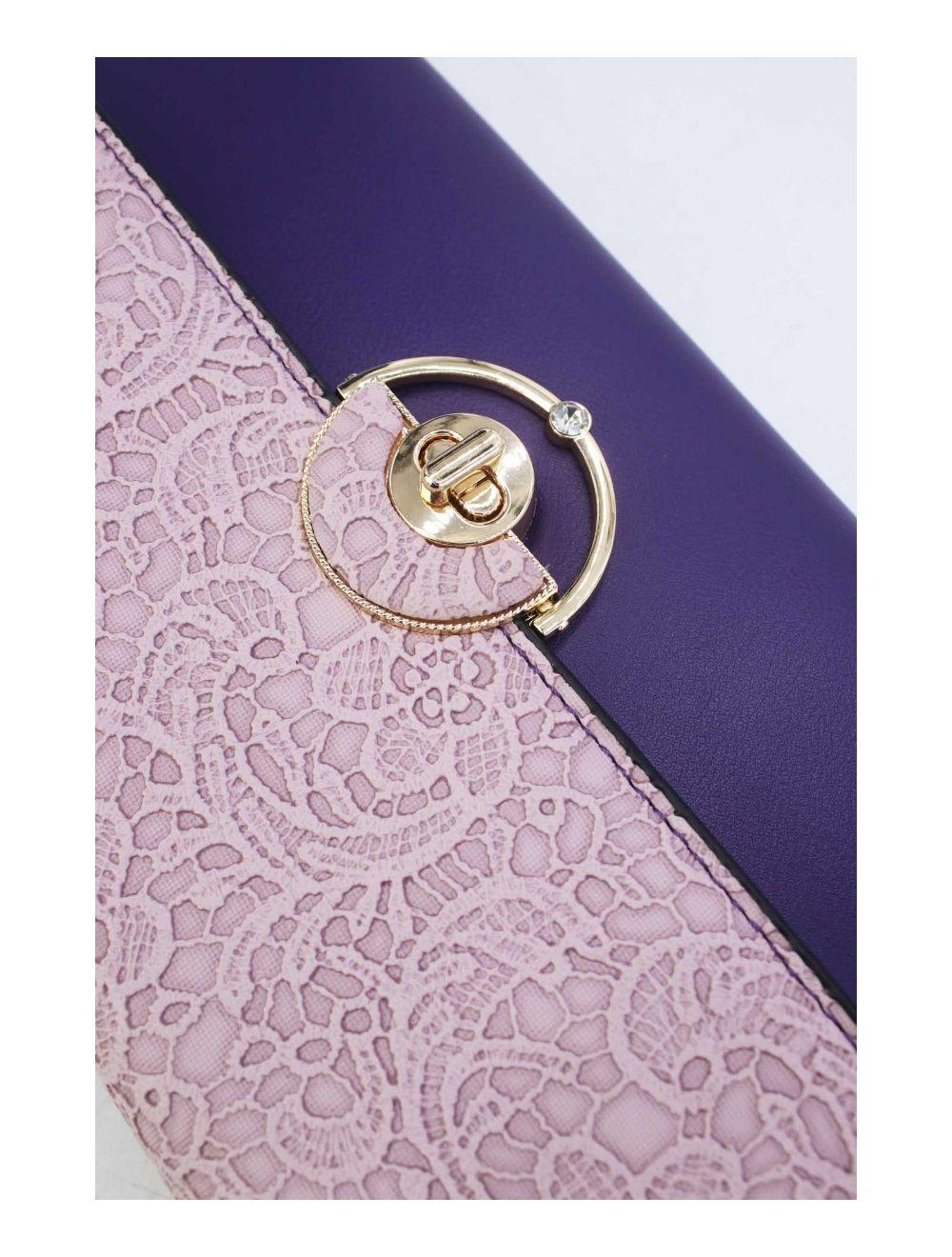tom&eva Pochette Bandoulière à Rabat Effet Broderie 24P-6043-Violet