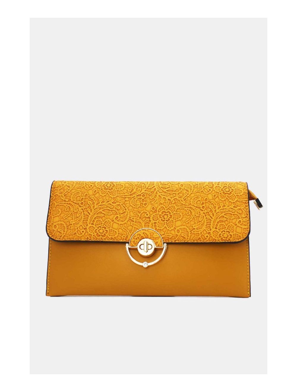 Tom&eva Pochette Bandoulière à Rabat Effet Broderie 24P-6043-Jaune