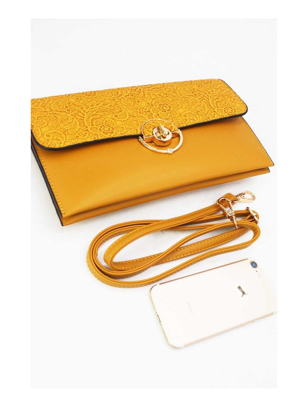 tom&eva Pochette Bandoulière à Rabat Effet Broderie 24P-6043-Jaune