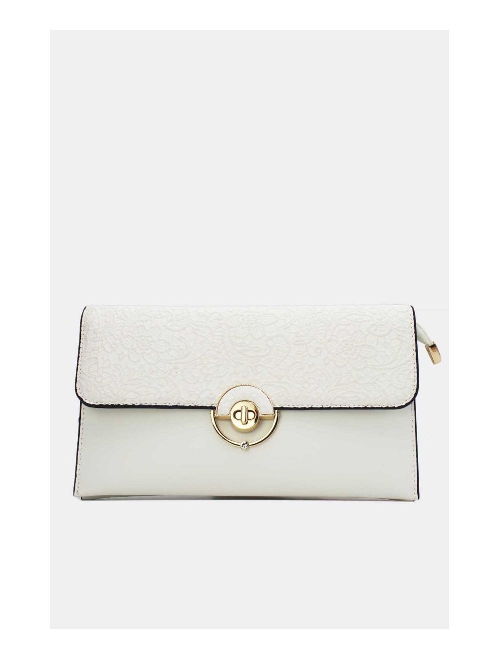 Tom&eva Pochette Bandoulière à Rabat Effet Broderie 24P-6043-Blanc