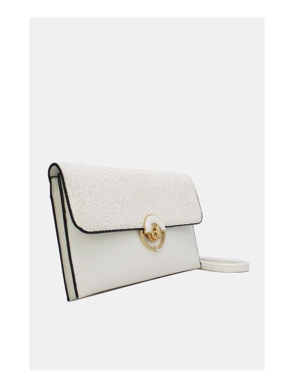 Tom&eva Pochette Bandoulière à Rabat Effet Broderie 24P-6043-Blanc