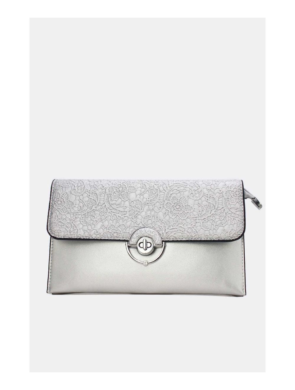 Tom&eva Pochette Bandoulière à Rabat Effet Broderie 24P-6043-Argenté