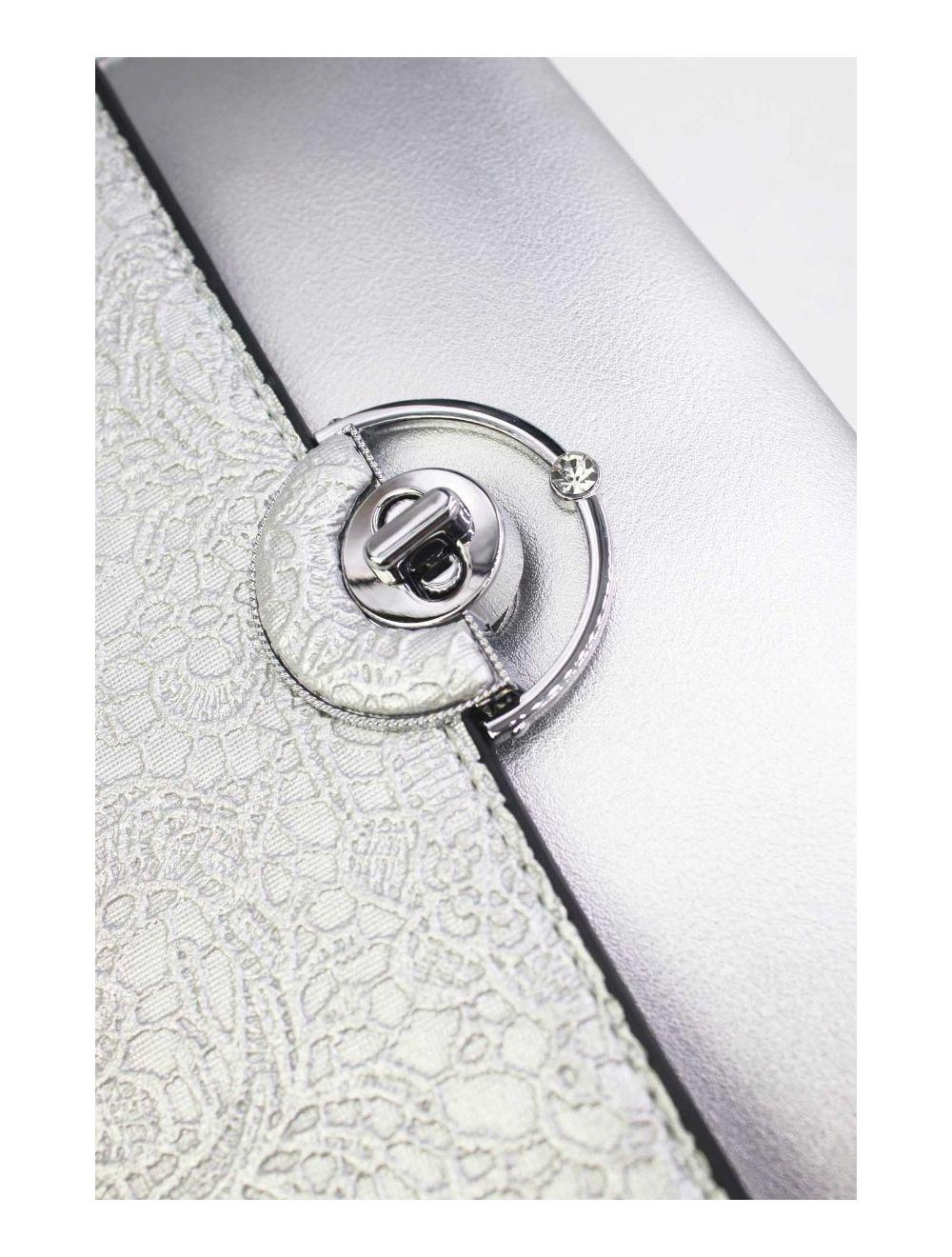 tom&eva Pochette Bandoulière à Rabat Effet Broderie 24P-6043-Argenté