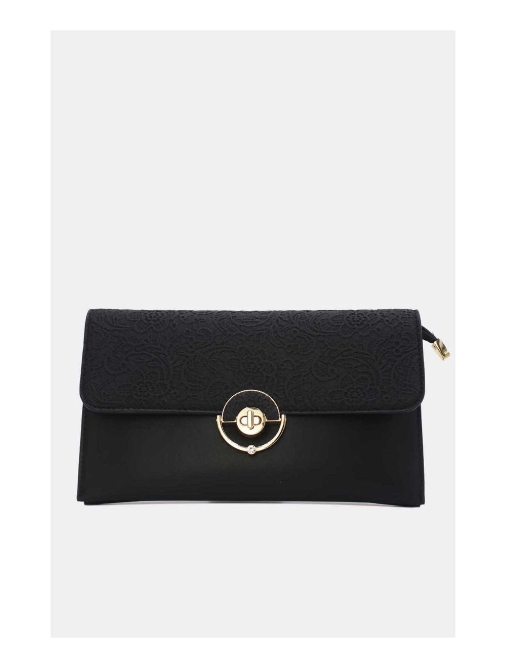 Tom&eva Pochette Bandoulière à Rabat Effet Broderie 24P-6043-Noir