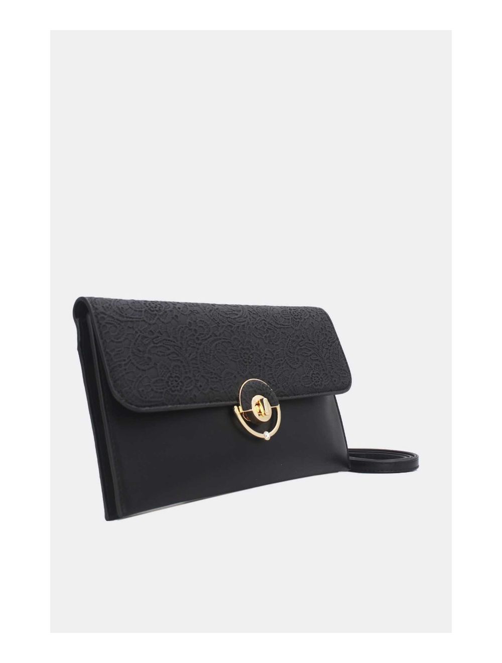 Tom&eva Pochette Bandoulière à Rabat Effet Broderie 24P-6043-Noir