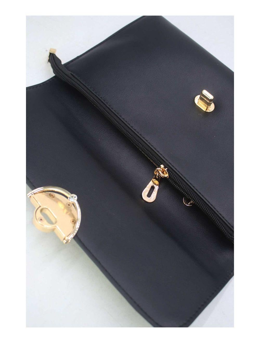 tom&eva Pochette Bandoulière à Rabat Effet Broderie 24P-6043-Noir