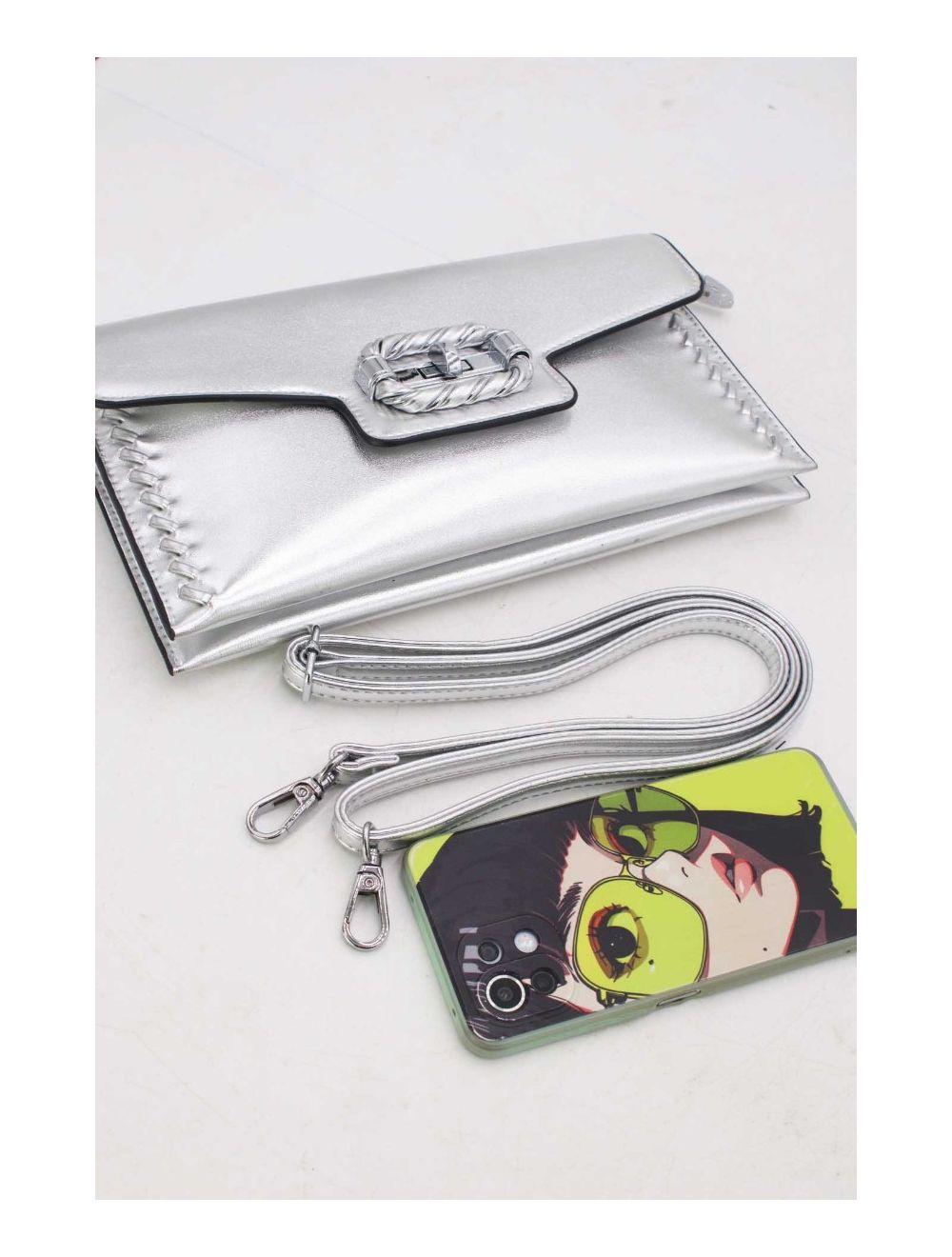 tom&eva Pochette Bandoulière à Rabat Enveloppant 24P-5907-Argenté