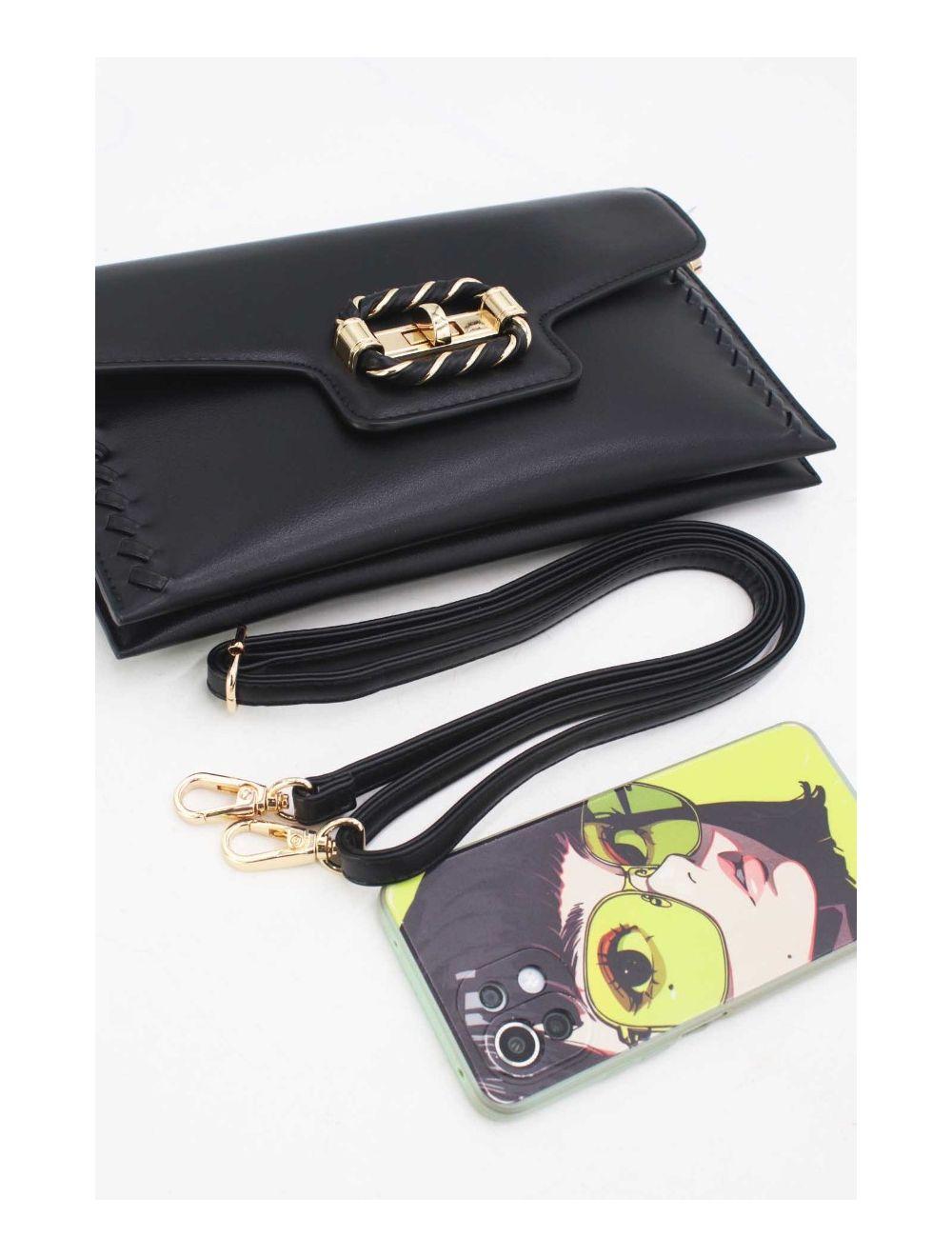 tom&eva Pochette Bandoulière à Rabat Enveloppant 24P-5907-Noir