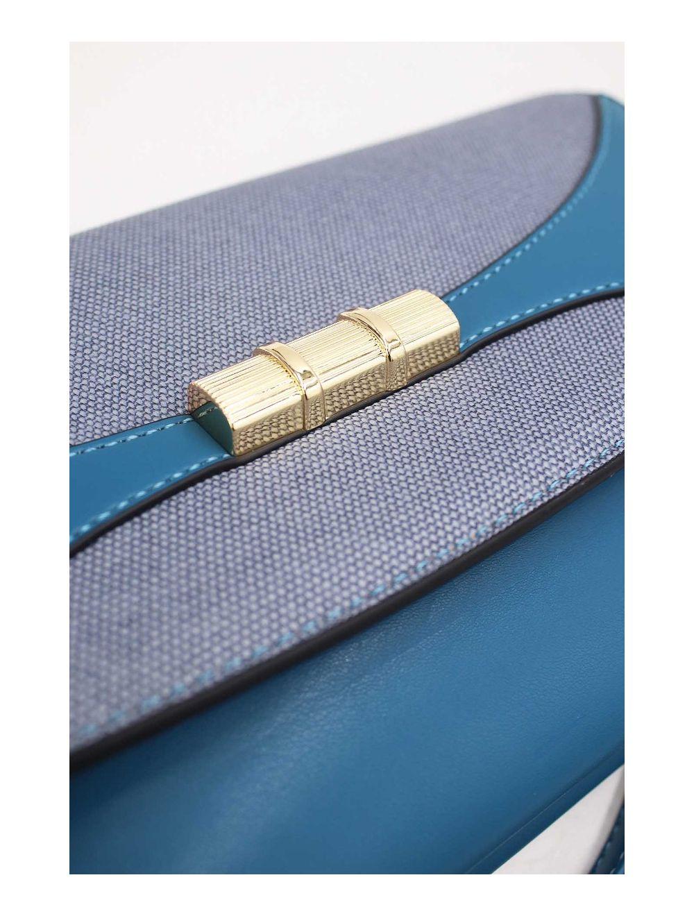 Tom&eva Pochette Bandoulière à Rabat Patchwork Effet Tissu 24P-6045-Bleu