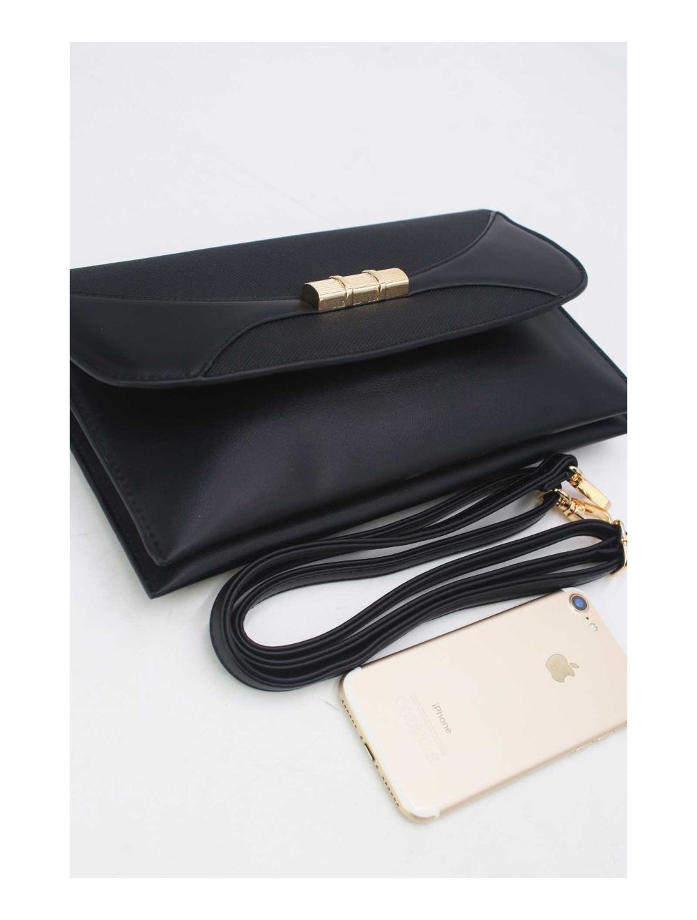 Tom&eva Pochette Bandoulière à Rabat Patchwork Effet Tissu 24P-6045-Noir