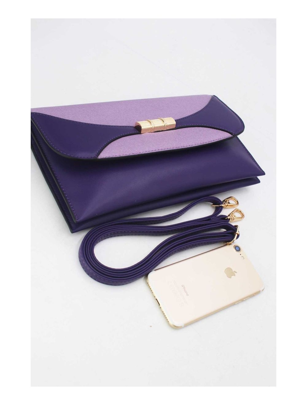 tom&eva Pochette Bandoulière à Rabat Patchwork Effet Tissu 24P-6045-Violet