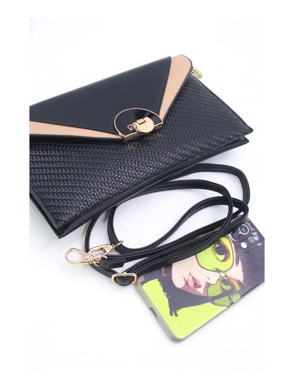 Tom&eva Pochette Bandoulière Effet Tressé 24P-6099-Noir